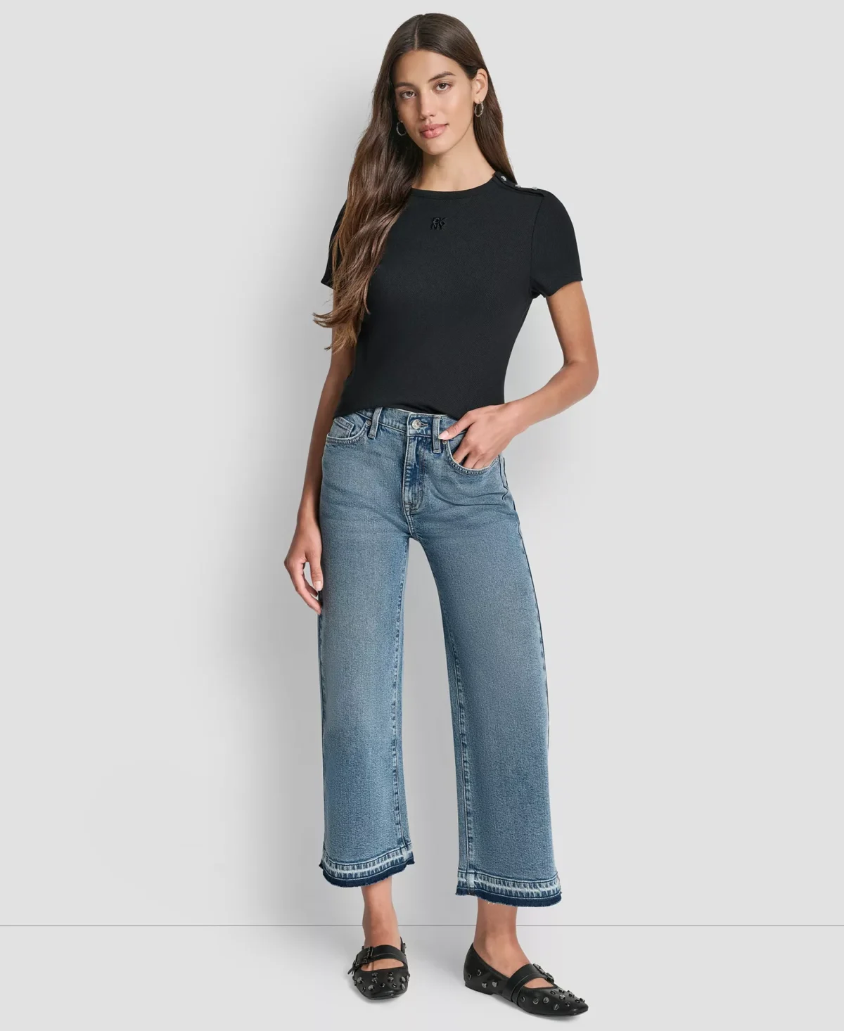 DKNY Jeans Γυναικείο Τζιν Mid-Rise Wide Leg με Released Hem