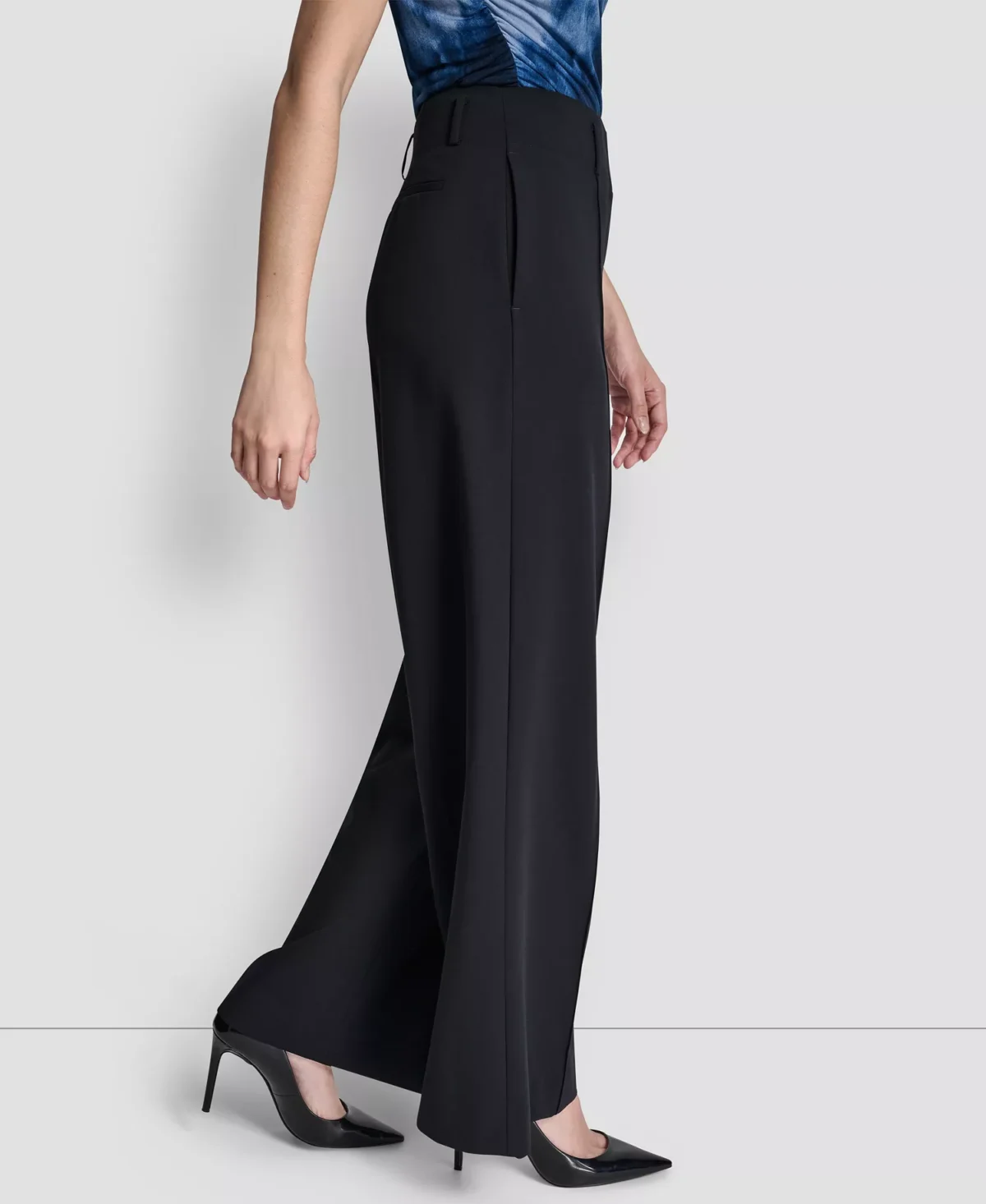 DKNY Γυναικείο Υφασμάτινο Παντελόνι Pintuck Wide Leg Mid-Rise