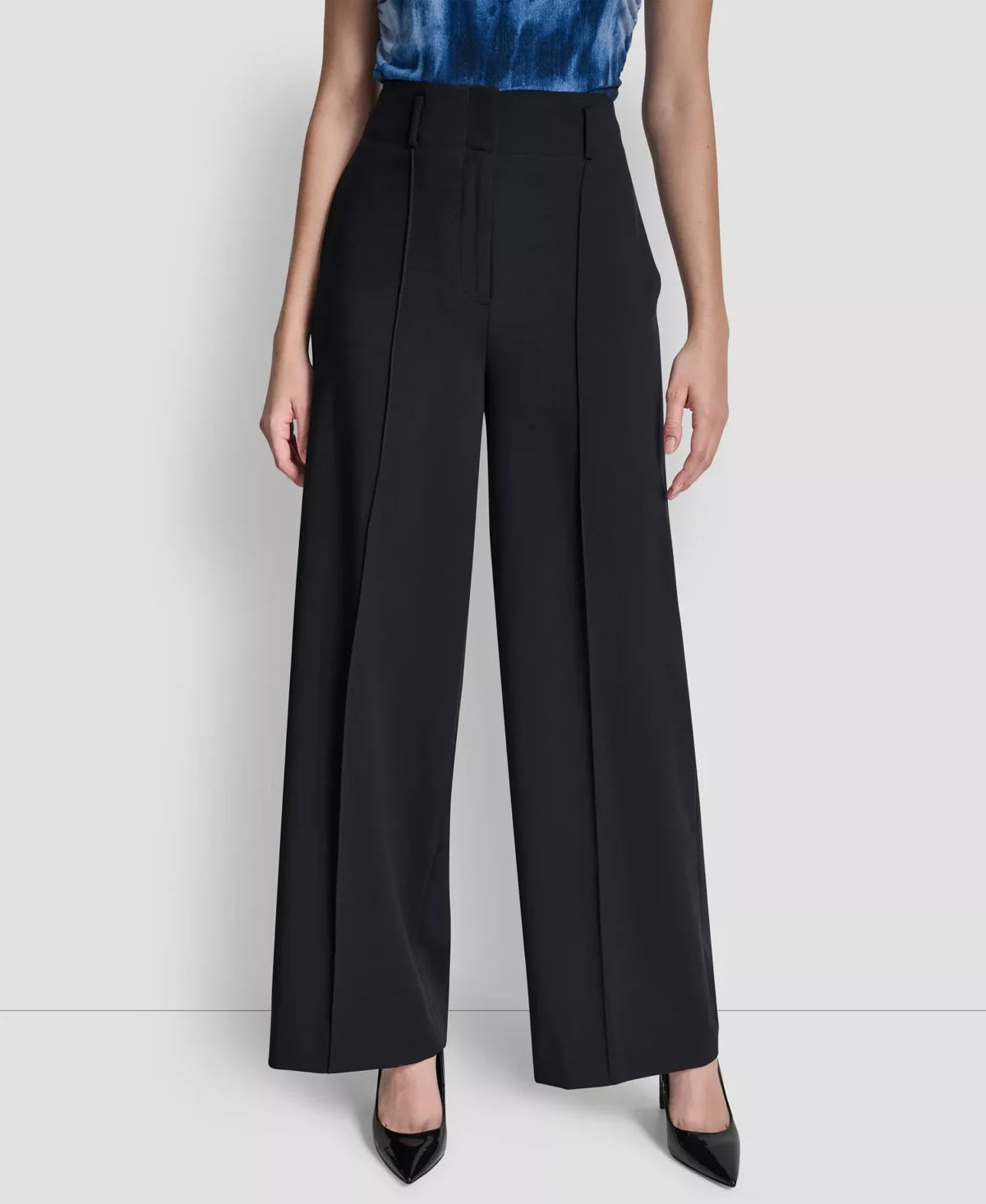 DKNY Γυναικείο Υφασμάτινο Παντελόνι Pintuck Wide Leg Mid-Rise