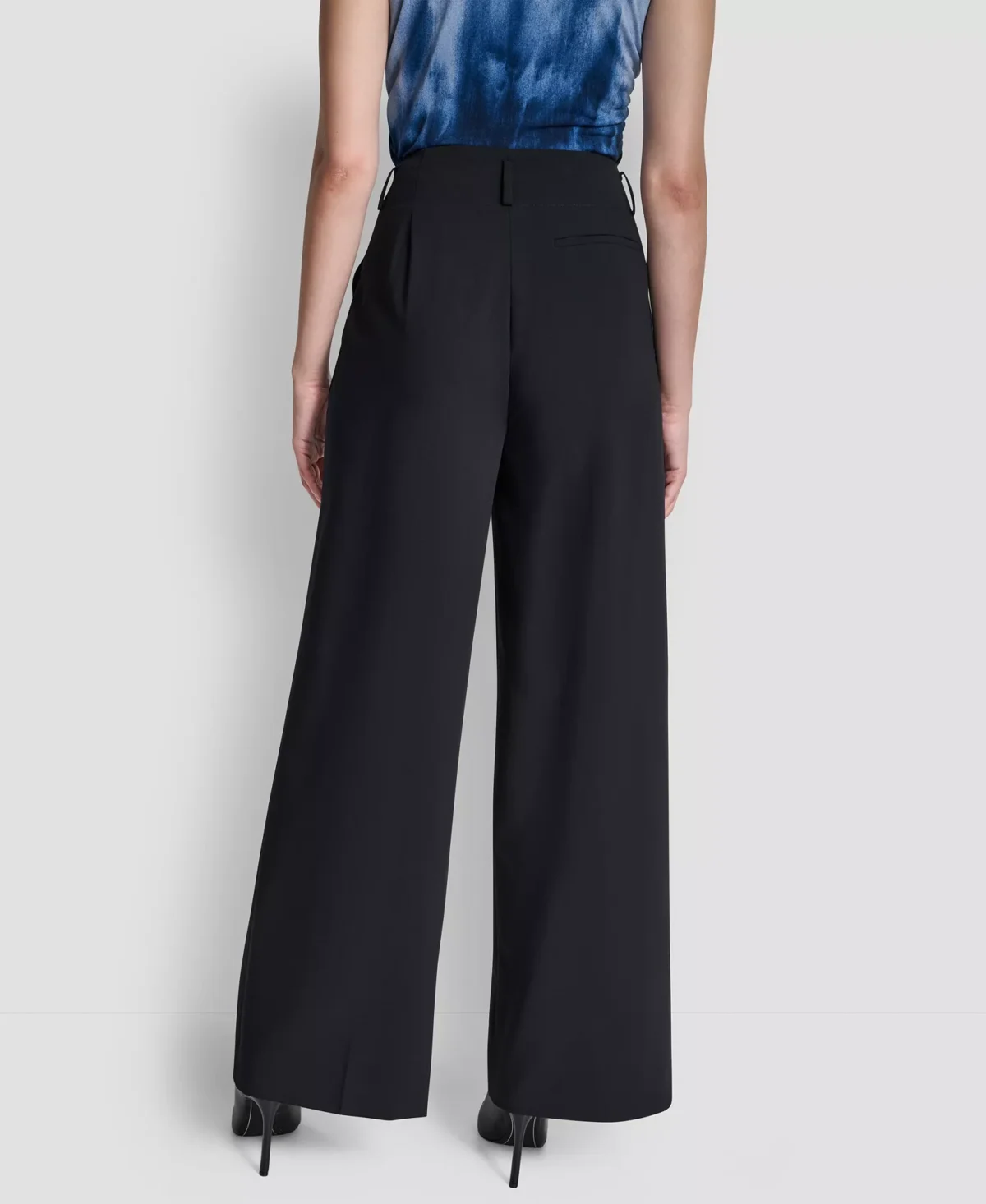 DKNY Γυναικείο Υφασμάτινο Παντελόνι Pintuck Wide Leg Mid-Rise