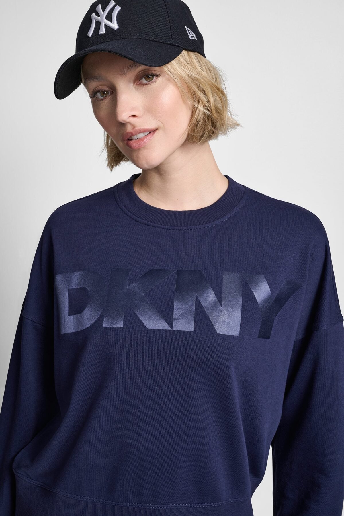 DKNY Γυναικείο Φούτερ Oversized Satin Terry Crew Neck με Logo
