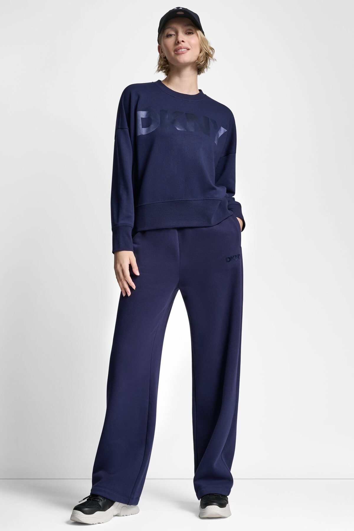 DKNY Γυναικείο Φούτερ Oversized Satin Terry Crew Neck με Logo