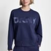DKNY Γυναικείο Φούτερ Oversized Satin Terry Crew Neck με Logo