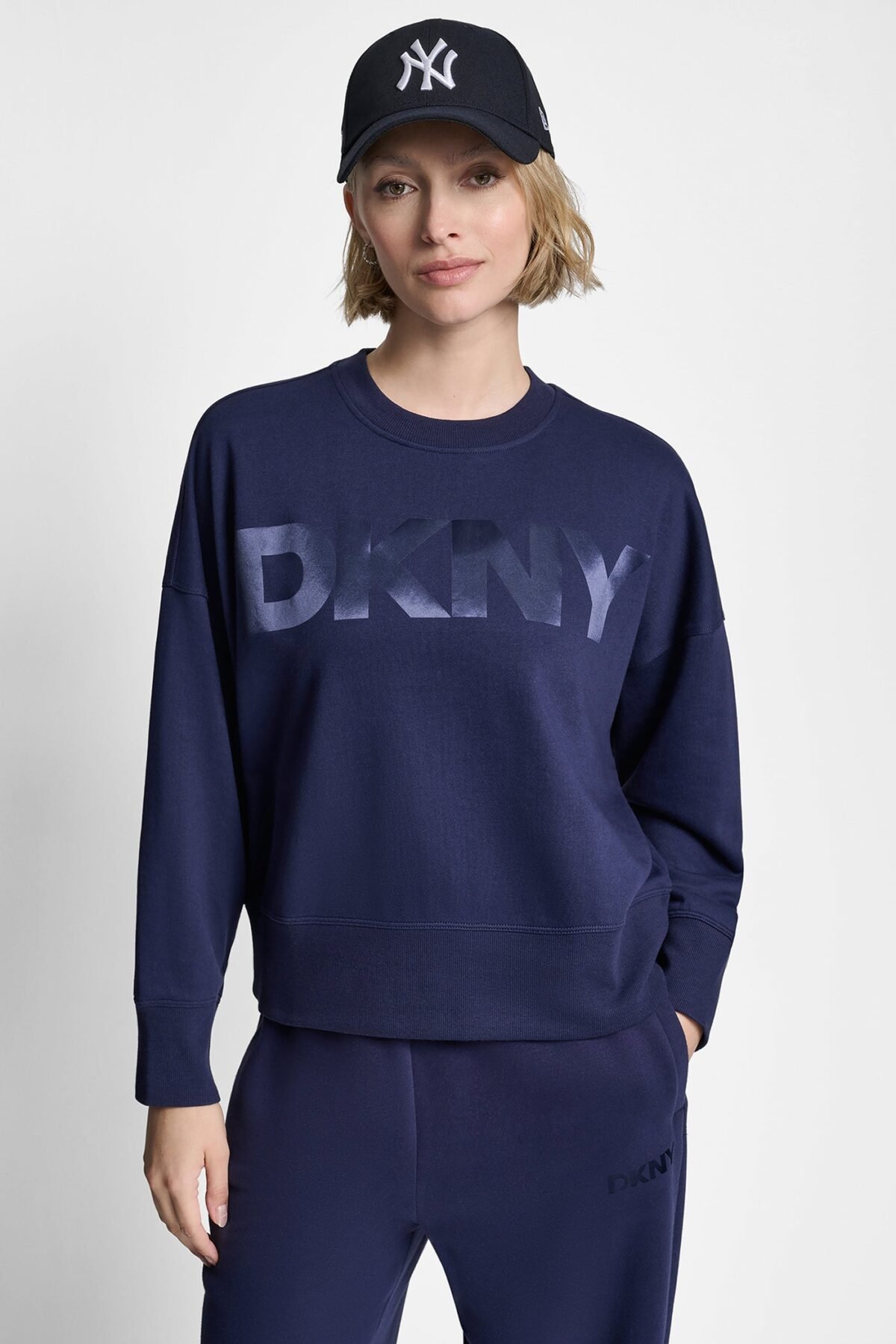 DKNY Γυναικείο Φούτερ Oversized Satin Terry Crew Neck με Logo