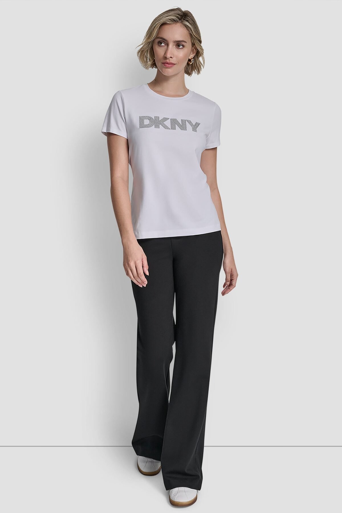 DKNY Γυναικείο T-Shirt Metallic Logo Embroidered Κοντομάνικο Crew Neck