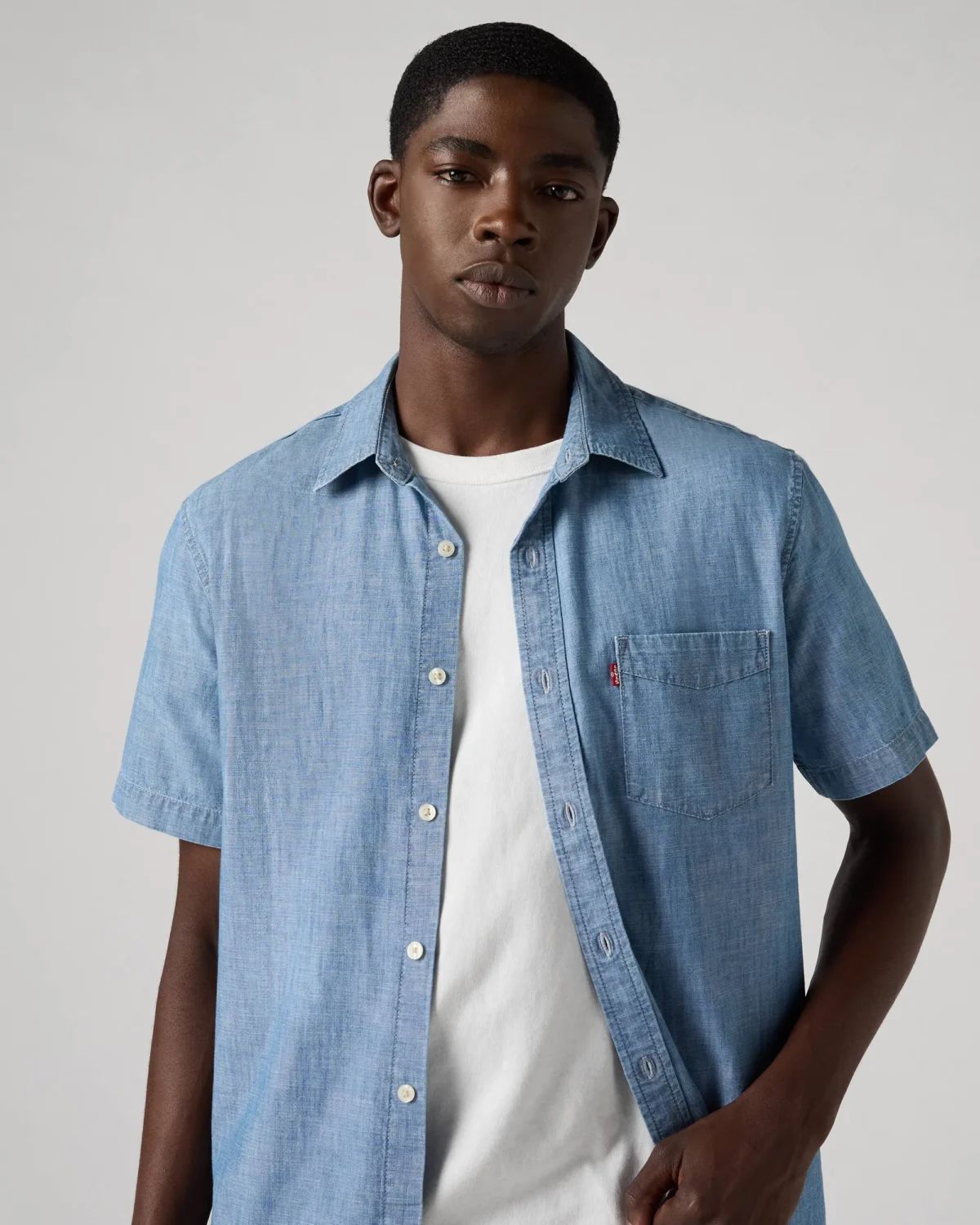 MT_86624-0062_LSE_CM_D1 Levi’s Ανδρικό Πουκάμισο Sunset One Pocket Κοντομάνικο Standard Fit Chambray