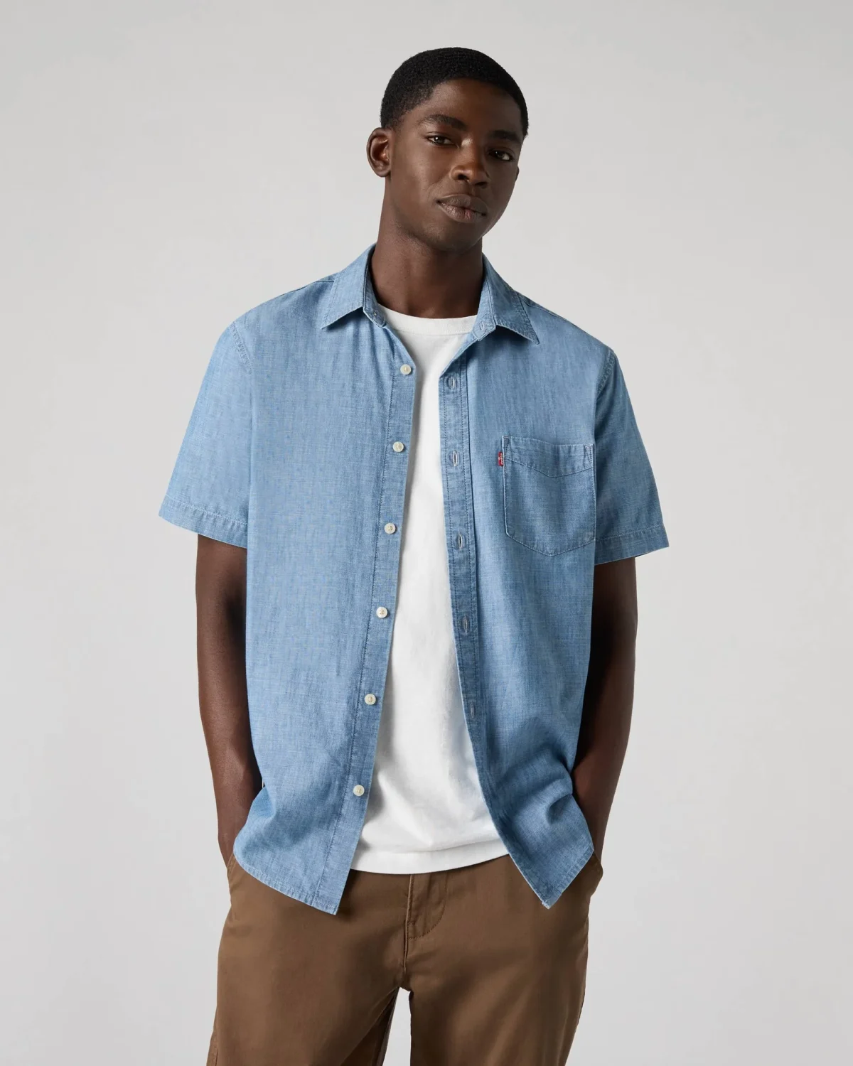 MT_86624-0062_LSE_CM_DA Levi’s Ανδρικό Πουκάμισο Sunset One Pocket Κοντομάνικο Standard Fit Chambray