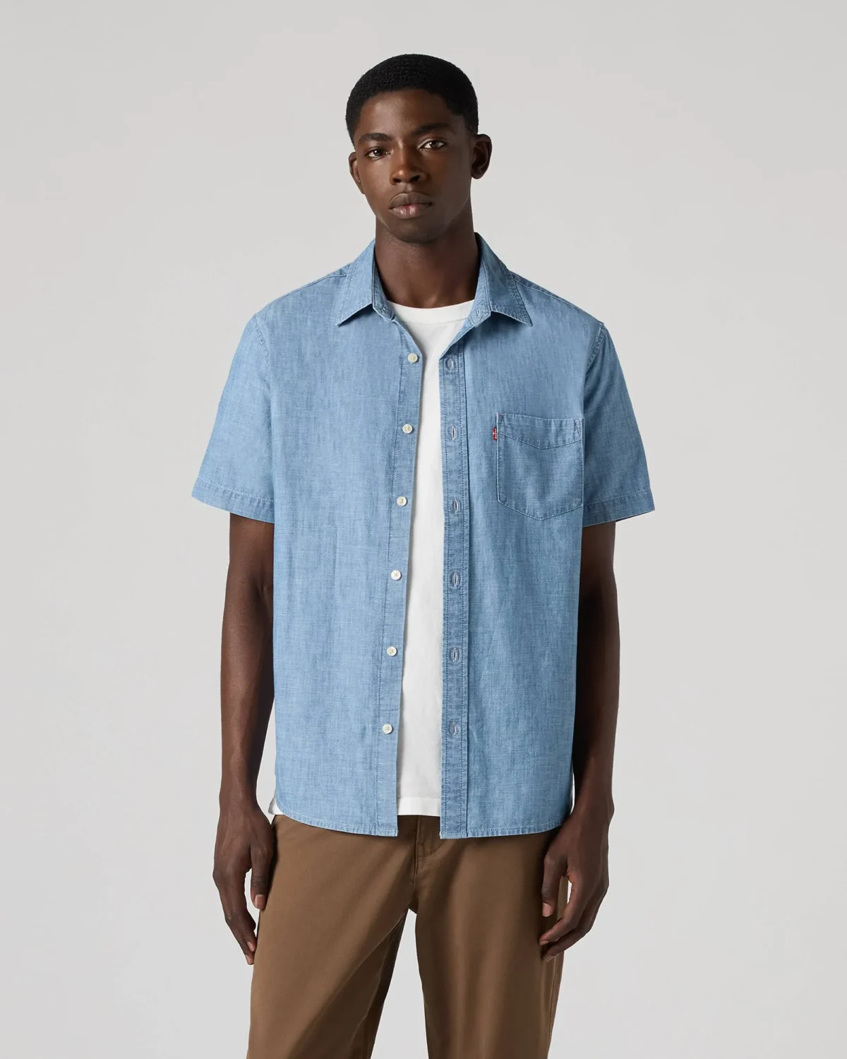 MT_86624-0062_LSE_CM_FV Levi’s Ανδρικό Πουκάμισο Sunset One Pocket Κοντομάνικο Standard Fit Chambray