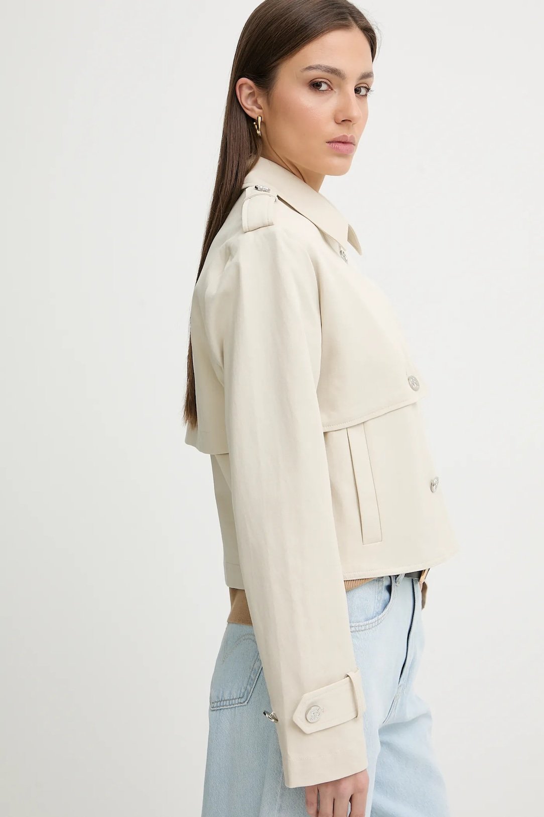 SS26-KPD018-01X_F4.jpg DKNY Γυναικείο Κοντό Παλτό Σταυρωτό (Double-Breasted) Χωρίς Φόδρα