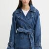 DKNY Γυναικείο Τζιν Παλτό Denim Σταυρωτό με Ζώνη (DL5MPV83)