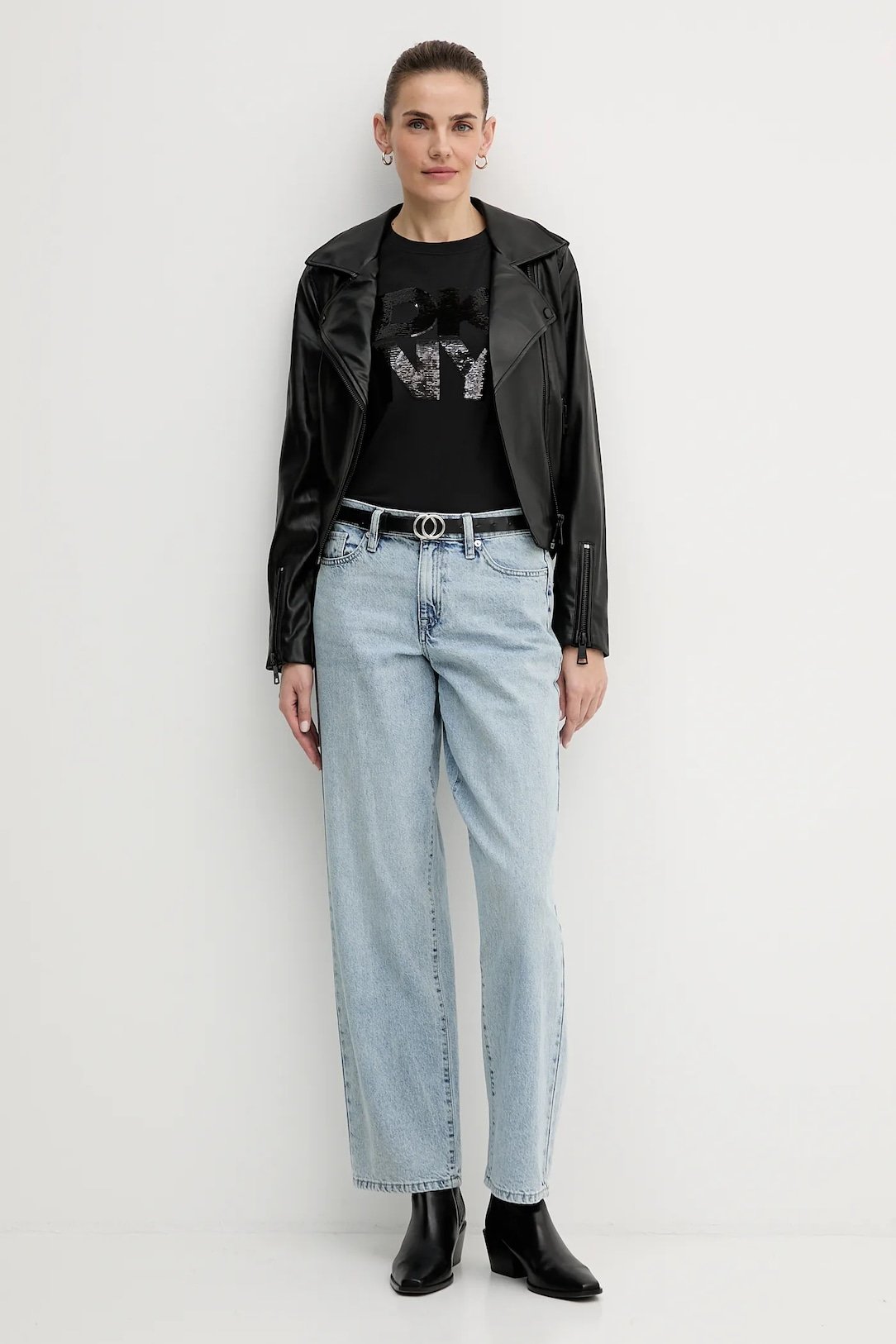 DKNY Γυναικείο T-Shirt Sequin Logo Crew Neck Tee