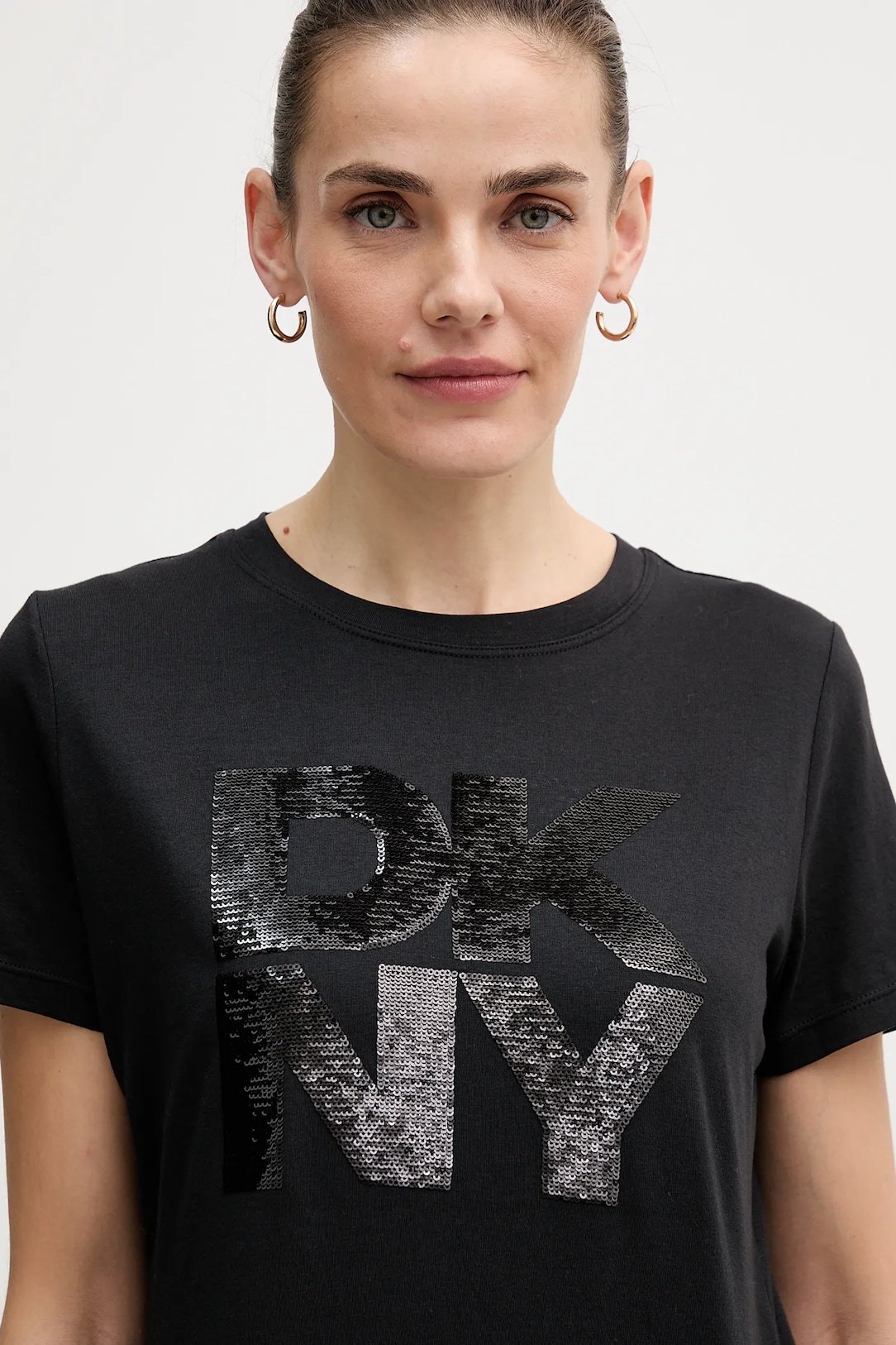 DKNY Γυναικείο T-Shirt Sequin Logo Crew Neck Tee