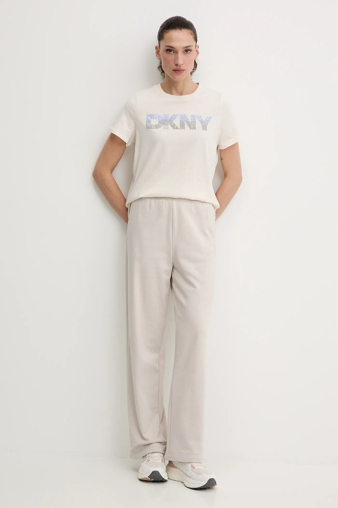 DKNY Γυναικείο Βαμβακερό T-Shirt με Απλικέ Crew Neck