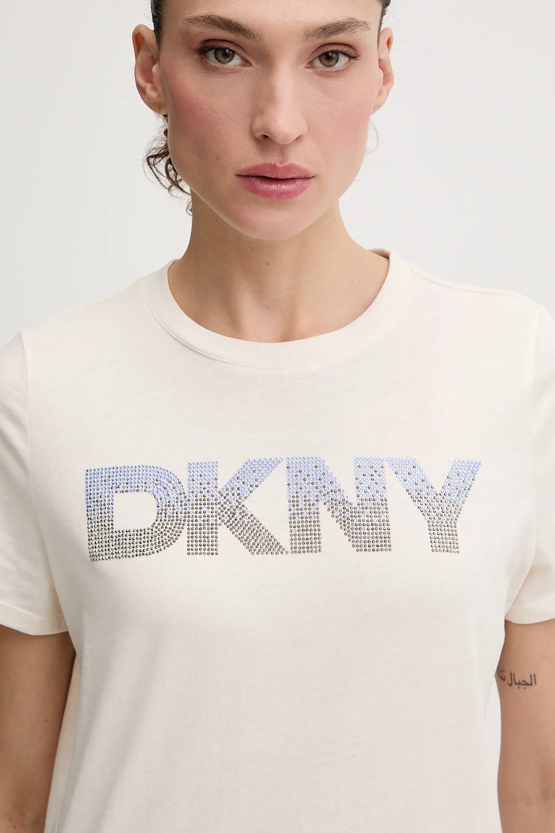 DKNY Γυναικείο Βαμβακερό T-Shirt με Απλικέ Crew Neck