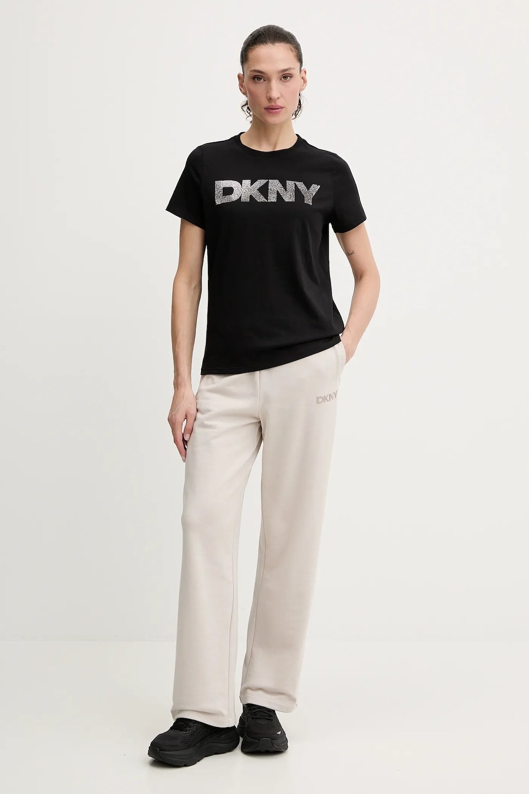 DKNY Γυναικείο Βαμβακερό T-Shirt με Απλικέ Crew Neck