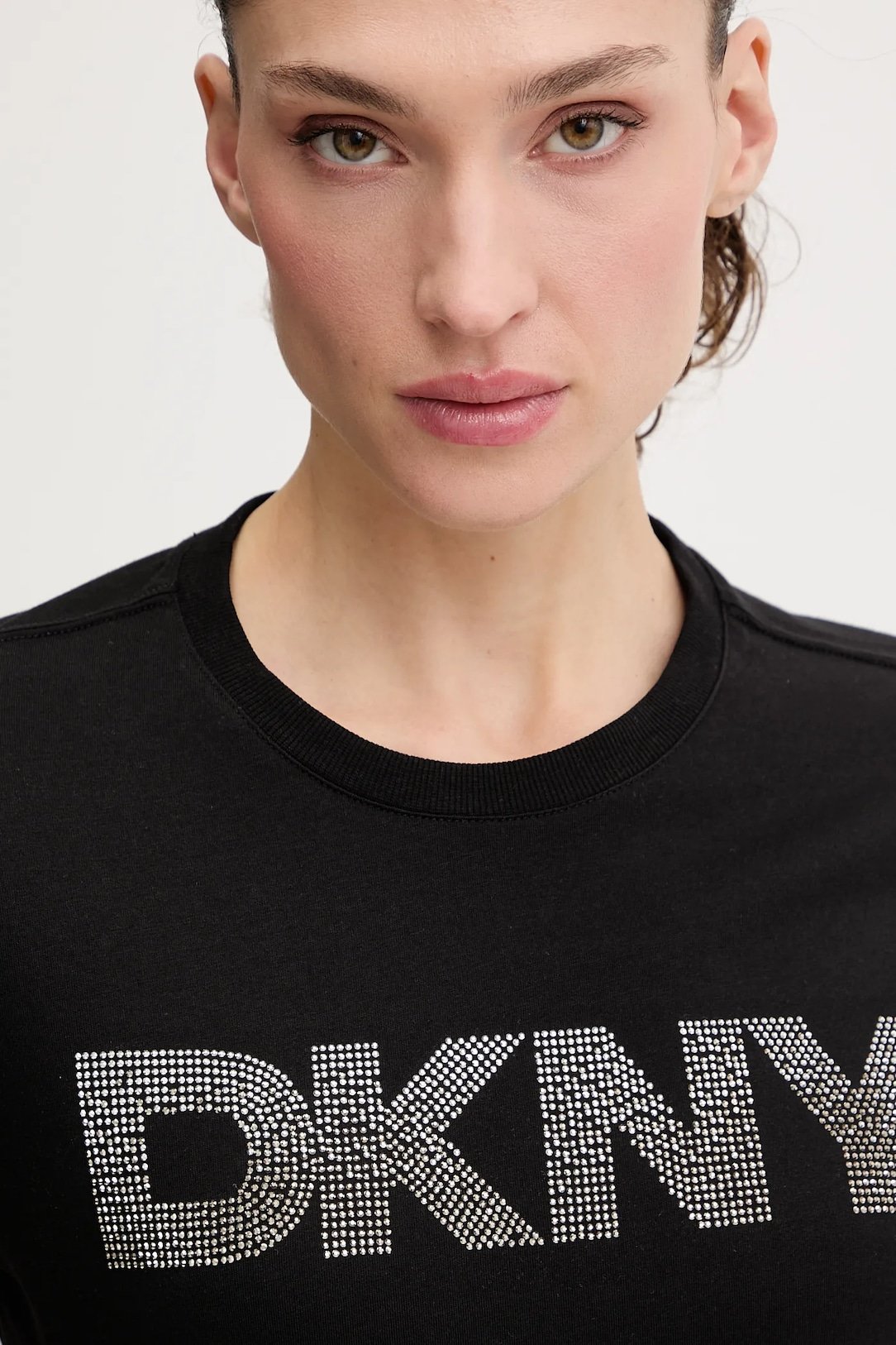 DKNY Γυναικείο Βαμβακερό T-Shirt με Απλικέ Crew Neck