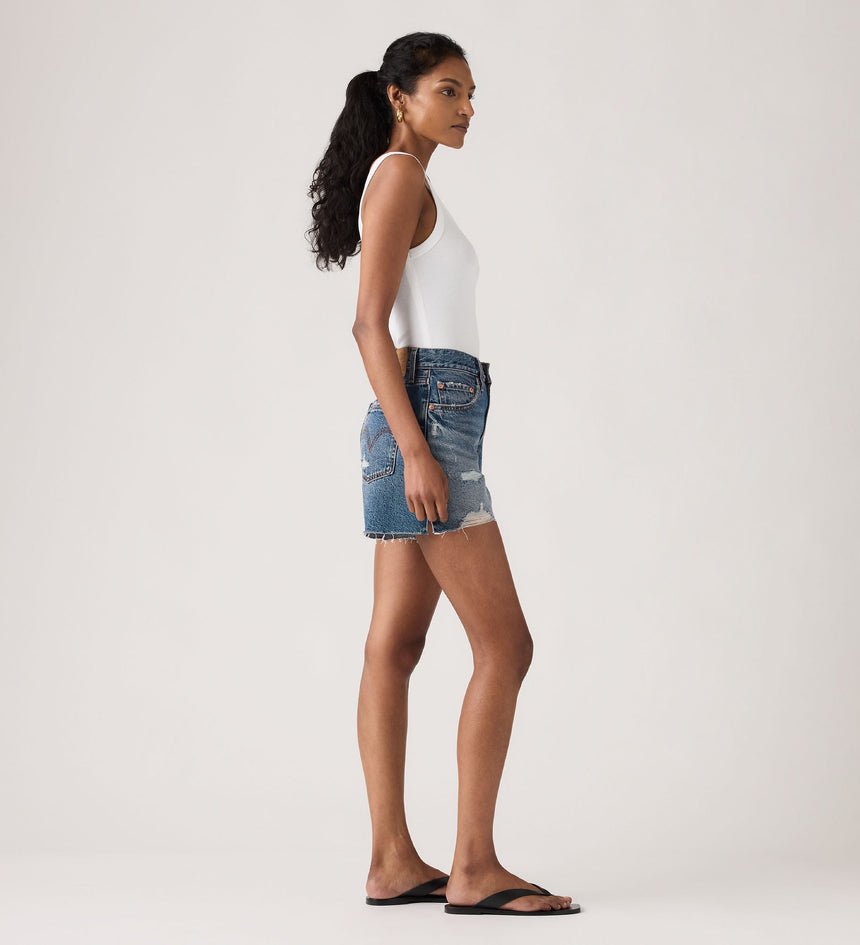 Levi's Γυναικείο Denim Σορτς Ribcage High Rise Relaxed Fit Non Stretch