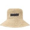 DKNY Logo Ψάθινο Bucket Hat Γυναικείο Καπέλο με Φαρδύ Γείσο