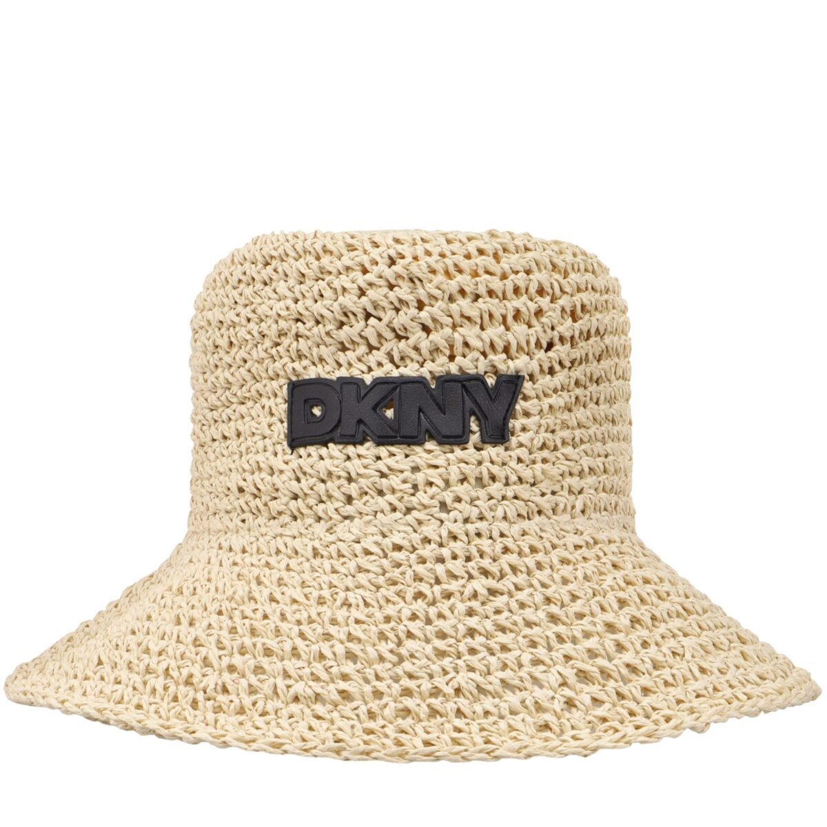 DKNY Logo Ψάθινο Bucket Hat Γυναικείο Καπέλο με Φαρδύ Γείσο