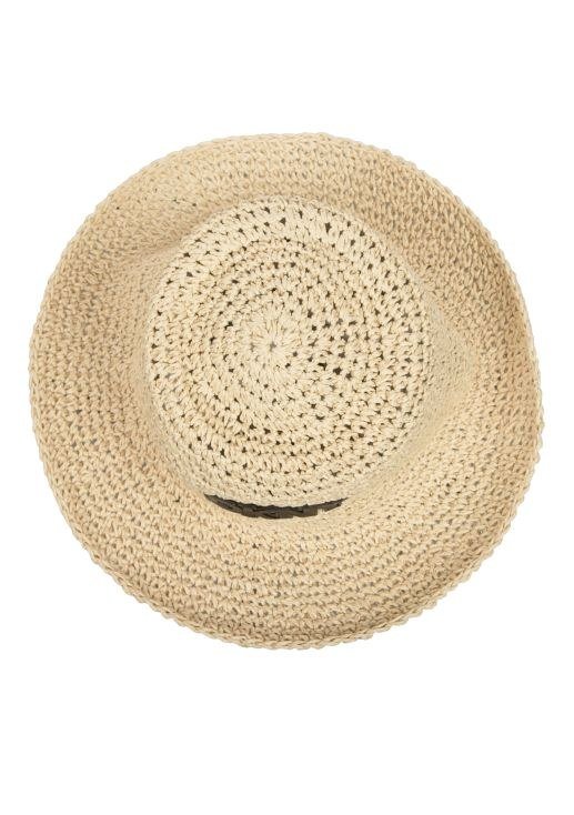 DKNY Logo Ψάθινο Bucket Hat Γυναικείο Καπέλο με Φαρδύ Γείσο