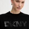 DKNY Πουλόβερ Oversize Πλεκτό με Στρογγυλή Λαιμόκοψη και Απλικέ