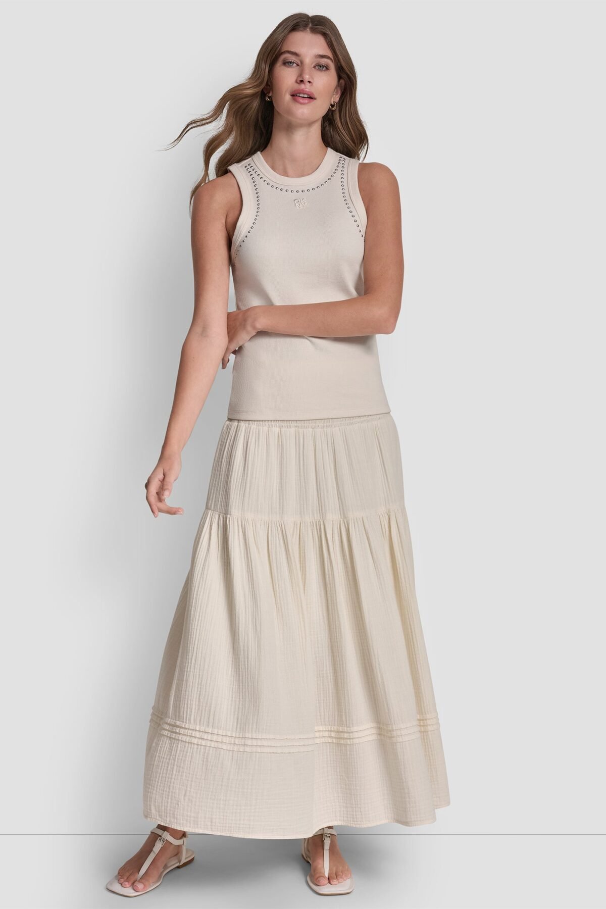 DKNY Dome Studs Tank Γυναικείο Αμάνικο Τοπ Slim Fit με Τρουκς