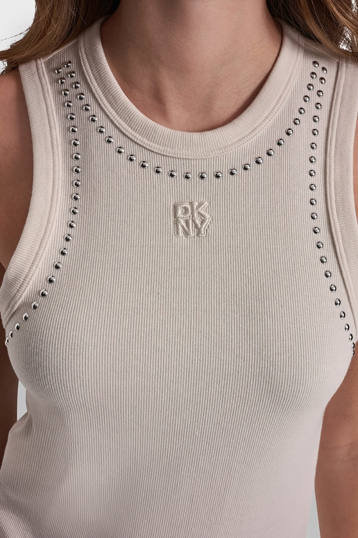 DKNY Dome Studs Tank Γυναικείο Αμάνικο Τοπ Slim Fit με Τρουκς