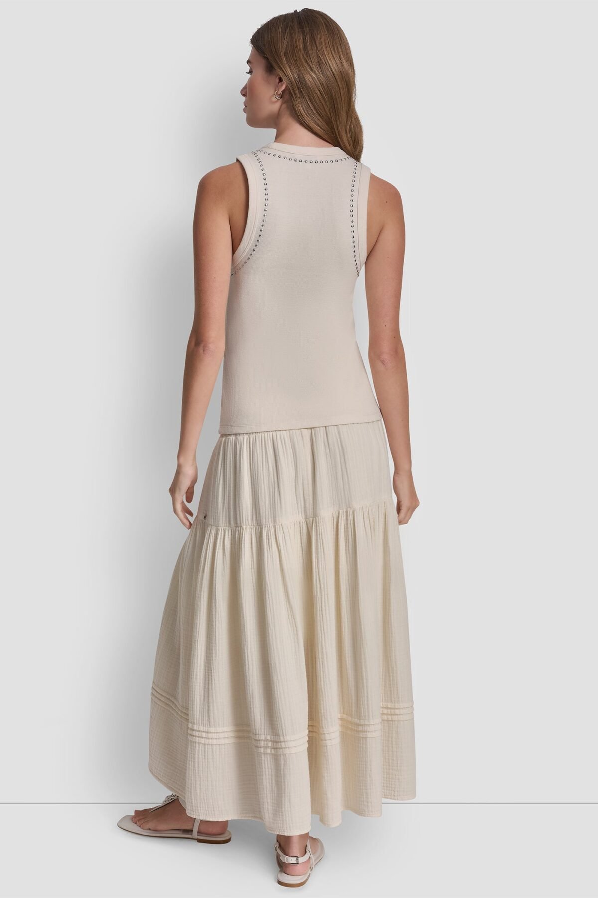 DKNY Dome Studs Tank Γυναικείο Αμάνικο Τοπ Slim Fit με Τρουκς