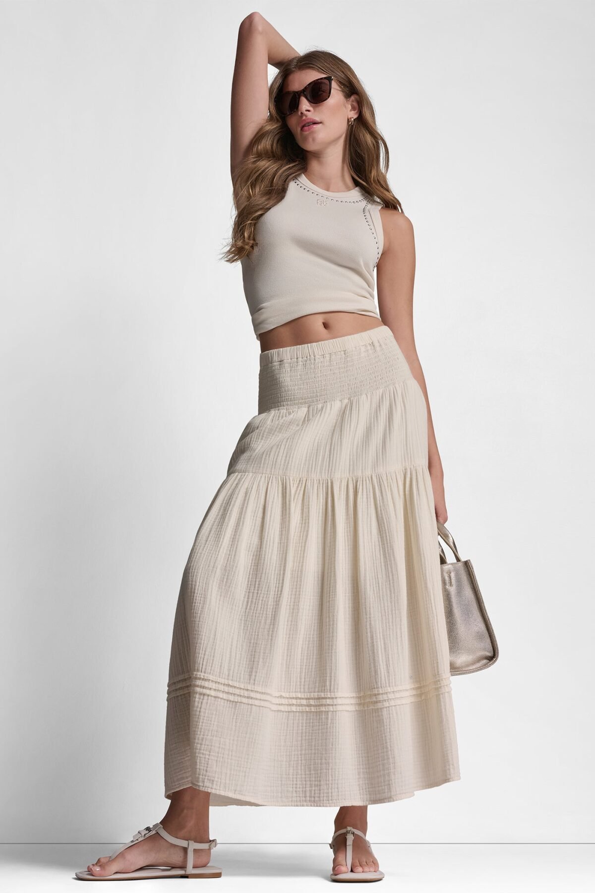 DKNY Dome Studs Tank Γυναικείο Αμάνικο Τοπ Slim Fit με Τρουκς