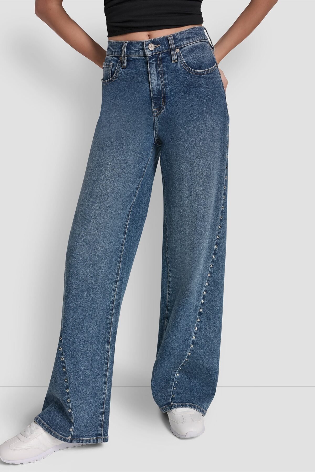 DKNY Claremont High Rise Modern Wide Leg 32 Γυναικείο Τζιν Ψηλόμεσο Wide Leg με Ελαφρύ Stretch