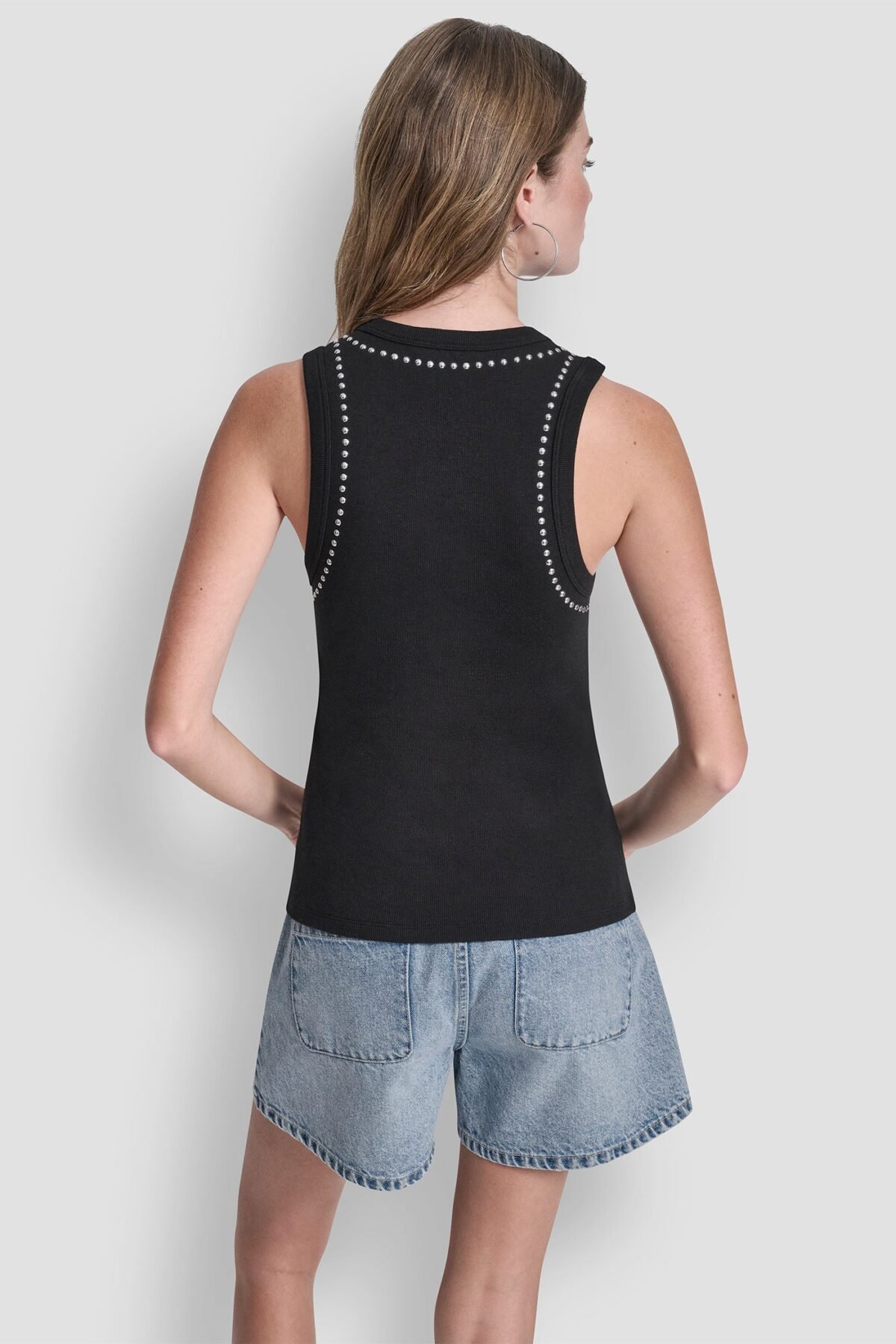 DKNY Dome Studs Tank Γυναικείο Αμάνικο Τοπ Slim Fit με Τρουκς