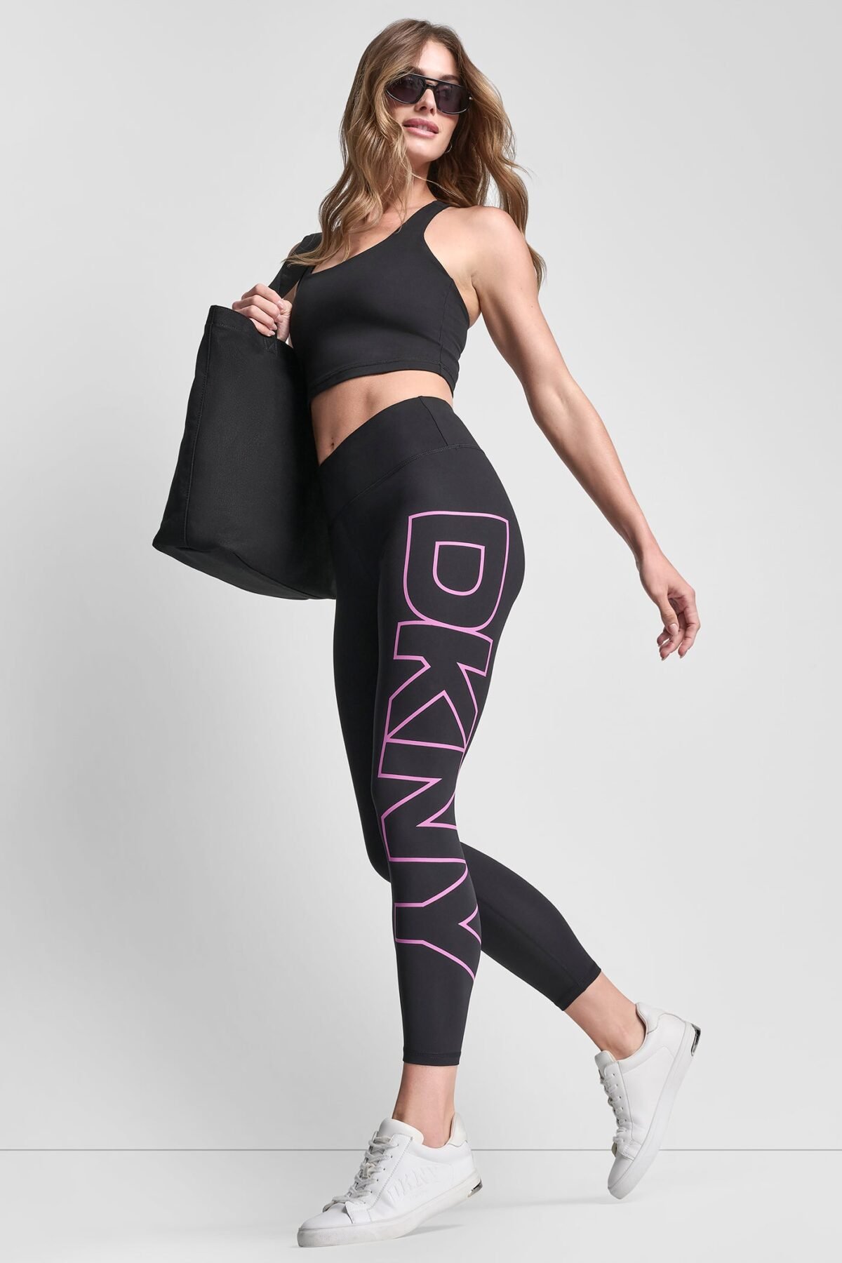 DKNY Sport Γυναικείο Κολάν 7 8 Ψηλόμεσο Compression με Μεγάλο Logo