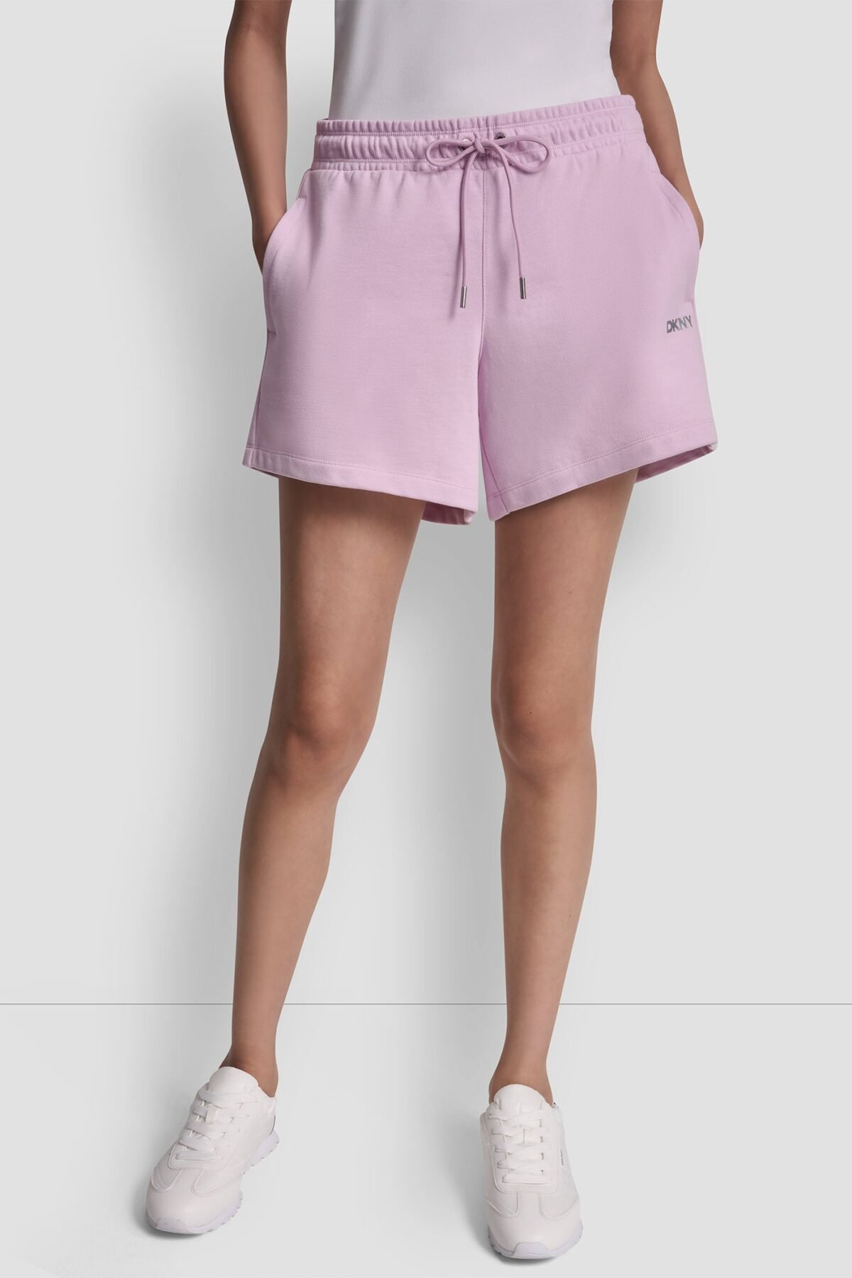 DKNY Γυναικείο High Rise Sweat Shorts με Μεταλλιζέ Logo και Κορδόνι