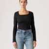 Levi’s Essential Square Neck Long Sleeve Tee Γυναικείο Μπλουζάκι Slim Fit Rib Knit