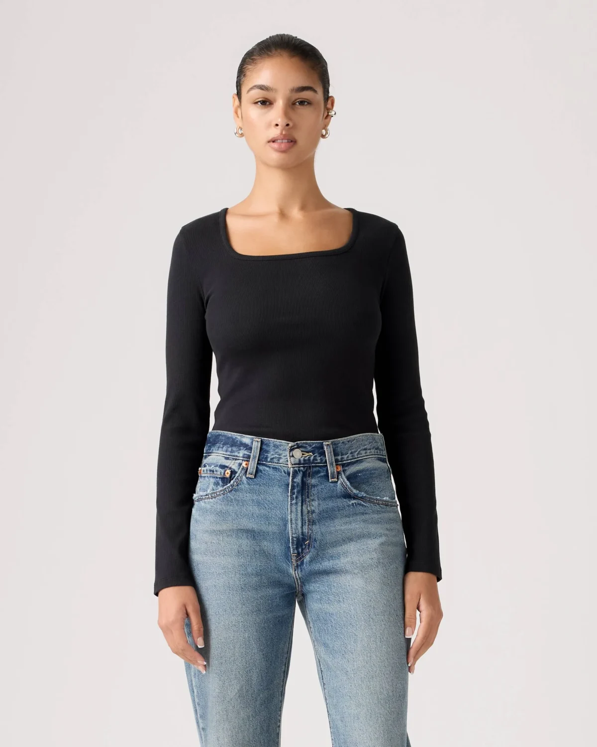 Levi’s Essential Square Neck Long Sleeve Tee Γυναικείο Μπλουζάκι Slim Fit Rib Knit