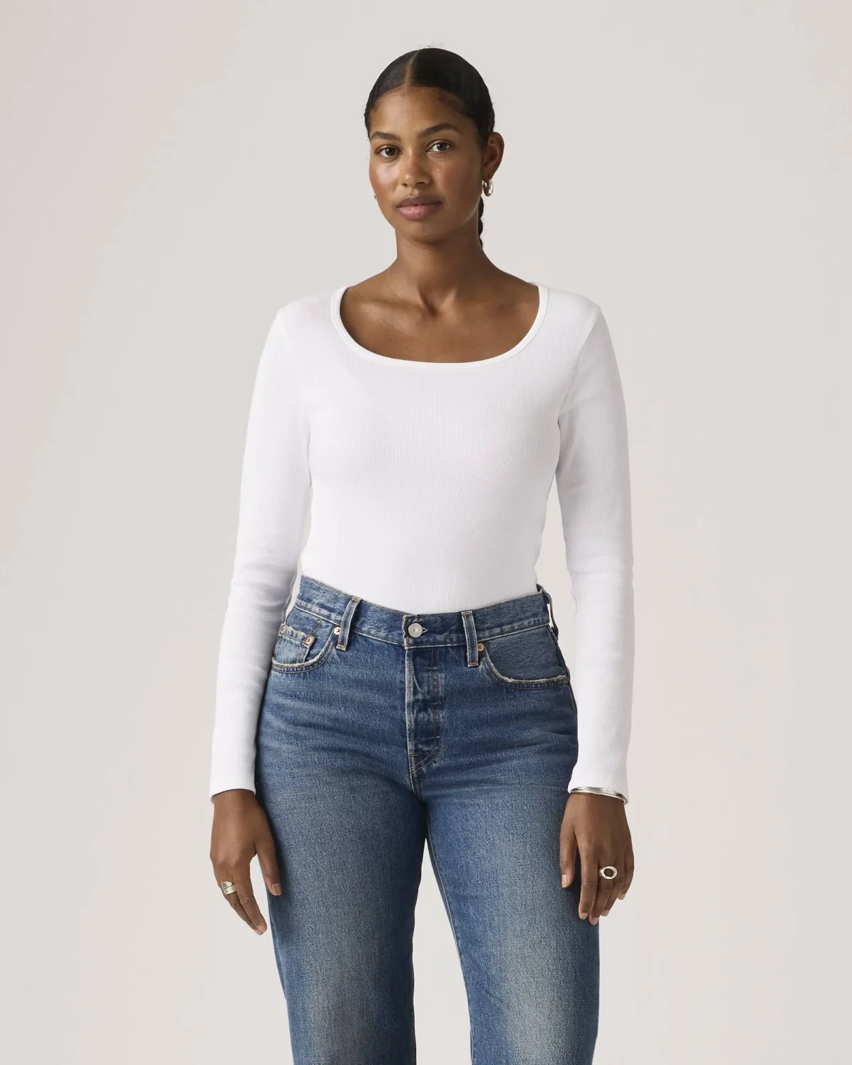 Levi’s Essential Square Neck Long Sleeve Tee Γυναικείο Μπλουζάκι Slim Fit Rib Knit