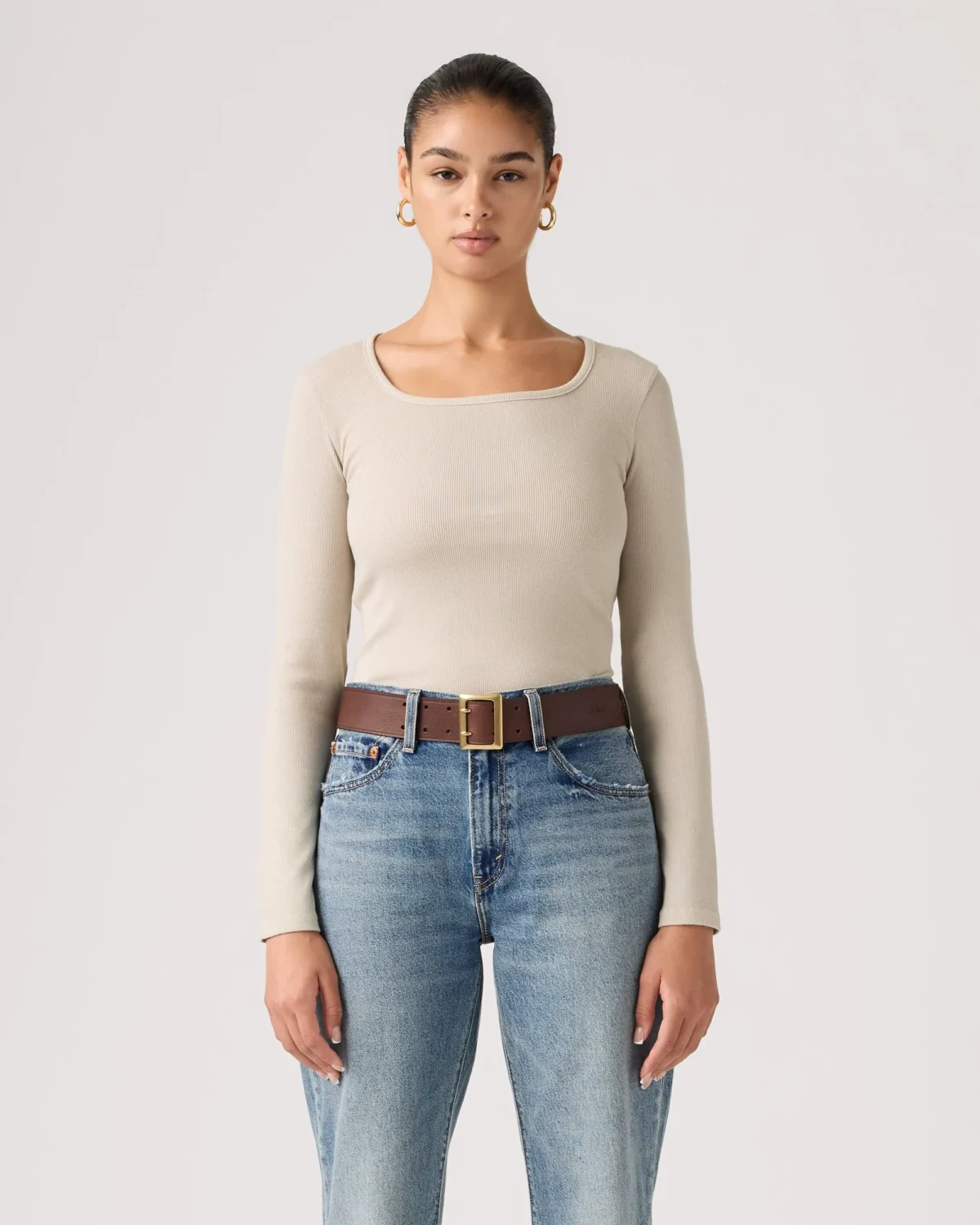 Levi’s Essential Square Neck Long Sleeve Tee Γυναικείο Μπλουζάκι Slim Fit Rib Knit