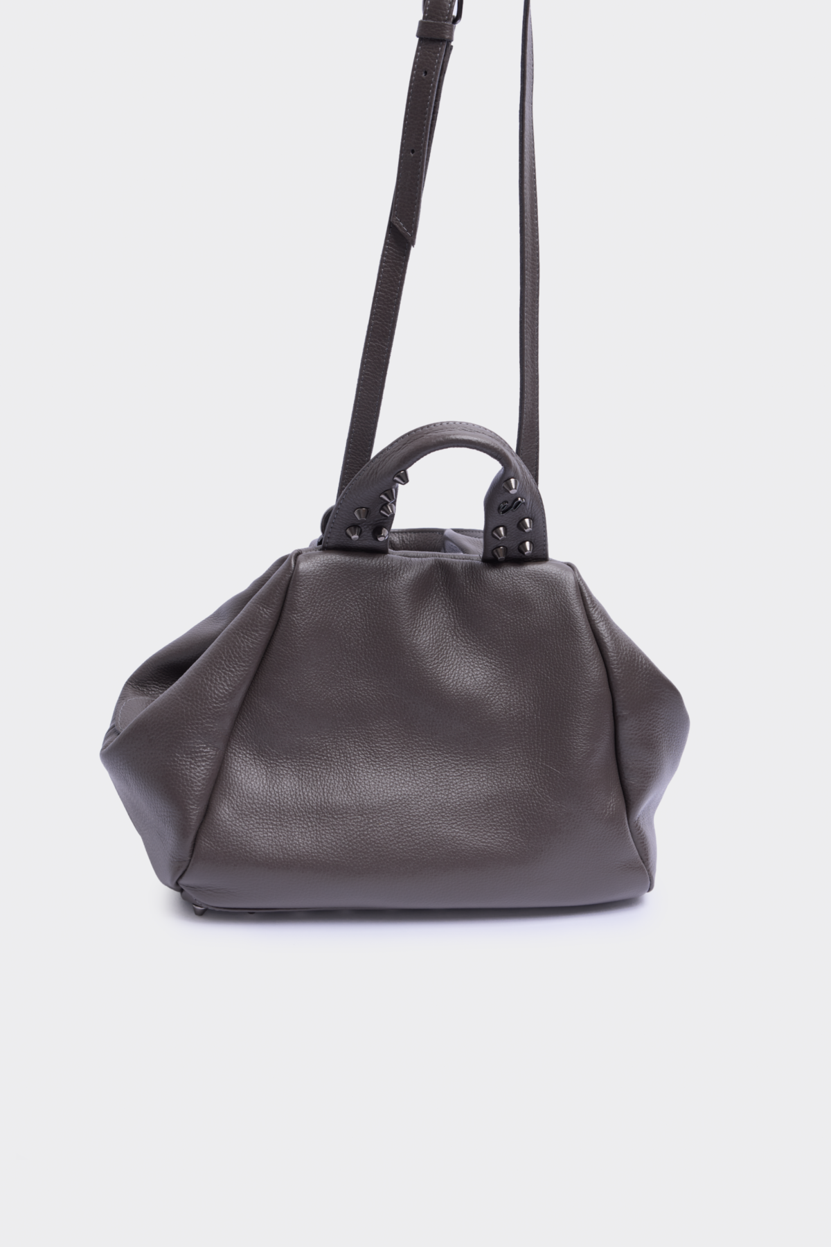 bubble-dermatines-GREY-COGNAC-8-1.png EA Bags Bubble Bag Τσάντα Ώμου Με Φερμουάρ Και Ρυθμιζόμενο Λουράκι