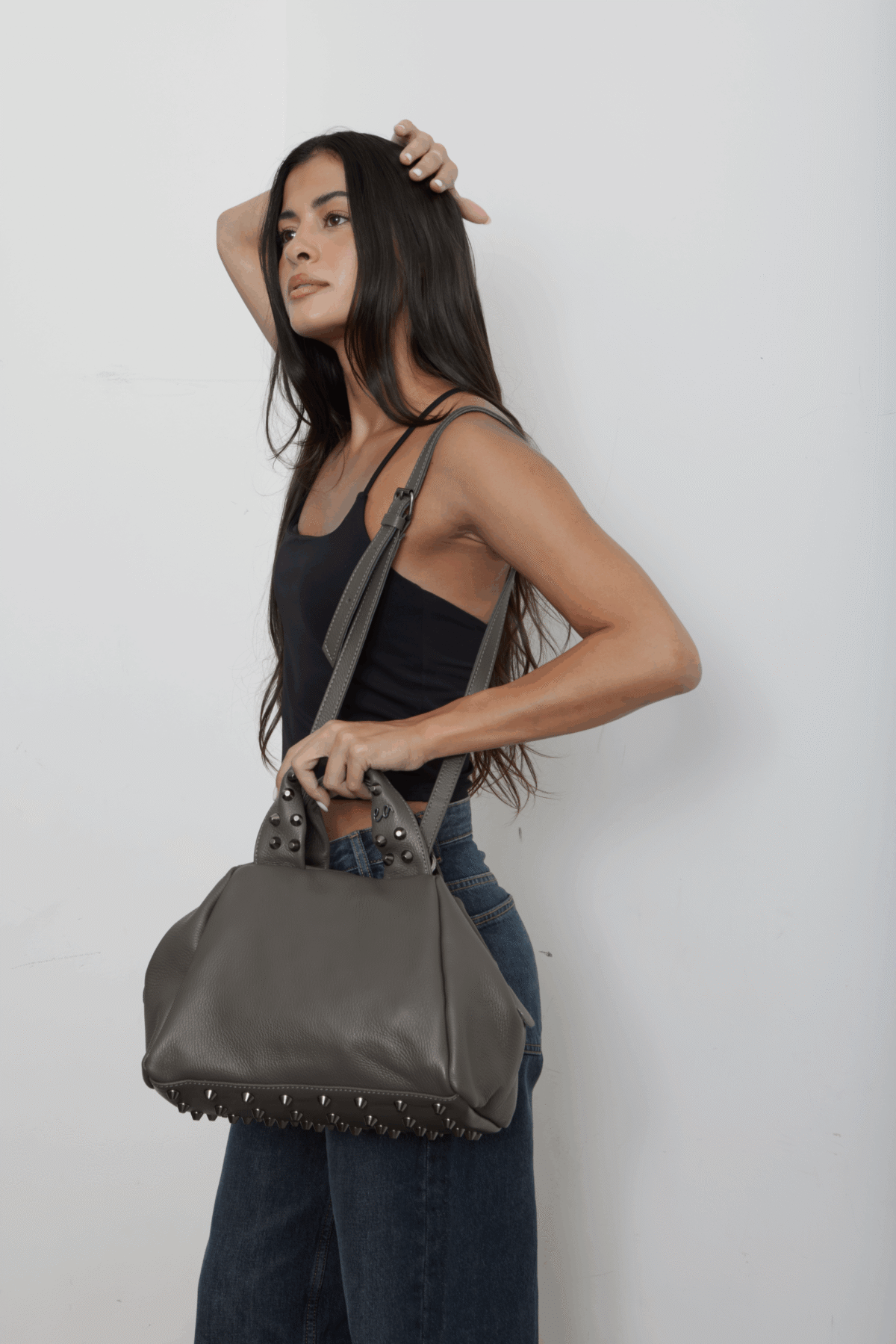 bubble-dermtines-GREY-COGNAC-4-scaled-1.png EA Bags Bubble Bag Τσάντα Ώμου Με Φερμουάρ Και Ρυθμιζόμενο Λουράκι