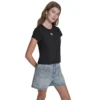 dkny-dj6t1740-short-sleeve-t-shirt DKNY T Shirt Γυναικείο Regular Fit με Print και Στρας από Βαμβάκι