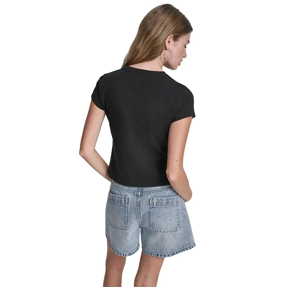 dkny-dj6t1740-short-sleeve-t-shirt (3) DKNY T Shirt Γυναικείο Regular Fit με Print και Στρας από Βαμβάκι