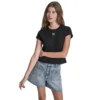 dkny-dj6t1740-short-sleeve-t-shirt (4) DKNY T Shirt Γυναικείο Regular Fit με Print και Στρας από Βαμβάκι