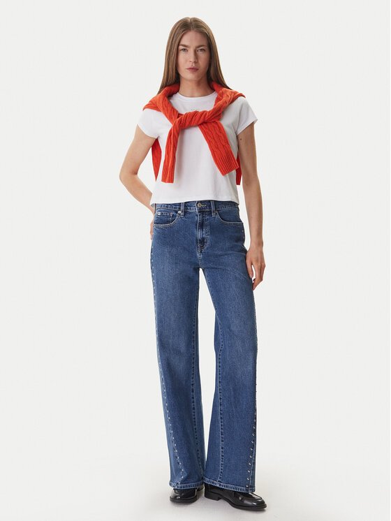 dkny-t-shirt-dj6t1740-leuko-regular-fit-0000306078222 (5) DKNY T Shirt Γυναικείο Regular Fit με Print και Στρας από Βαμβάκι