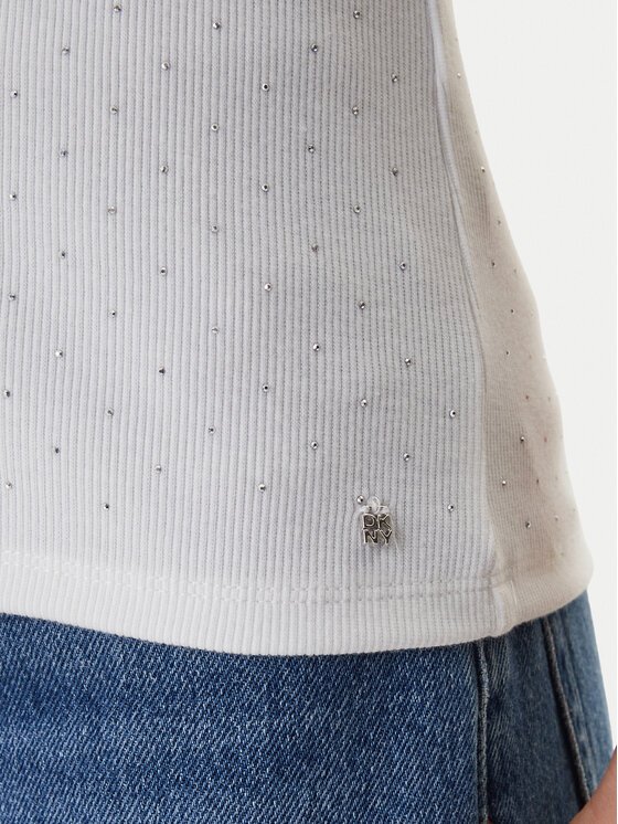 DKNY Top DJ6T1730 Γυναικείο Τοπ Slim Fit με V Λαιμόκοψη και Διακοσμητικές Λεπτομέρειες