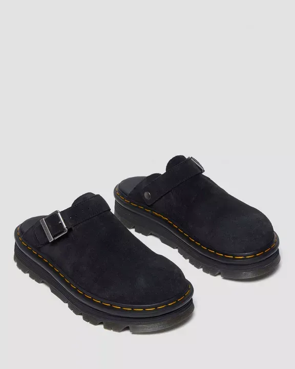 Dr. Martens Γυναικεία Mules Zebzag Suede Slingback Platform Μαύρα
