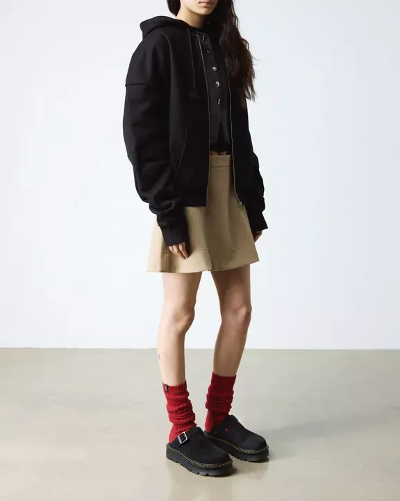 Dr. Martens Γυναικεία Mules Zebzag Suede Slingback Platform Μαύρα