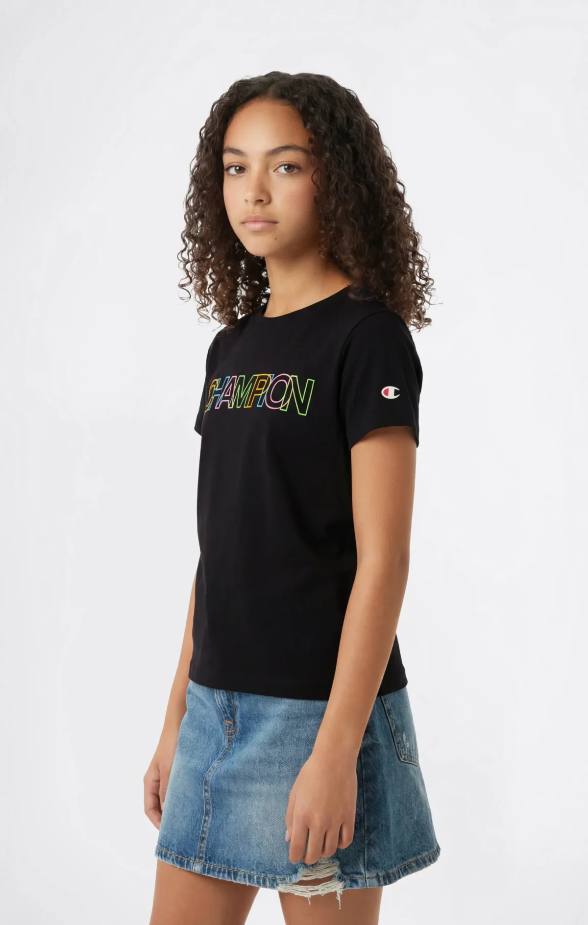 CHPEU_405387_KK002_Full_Crop_866185cd-ec31-4ee5-babc-52bd30b9cb63 Champion Παιδικό T-Shirt Κοντομάνικο Μαύρο