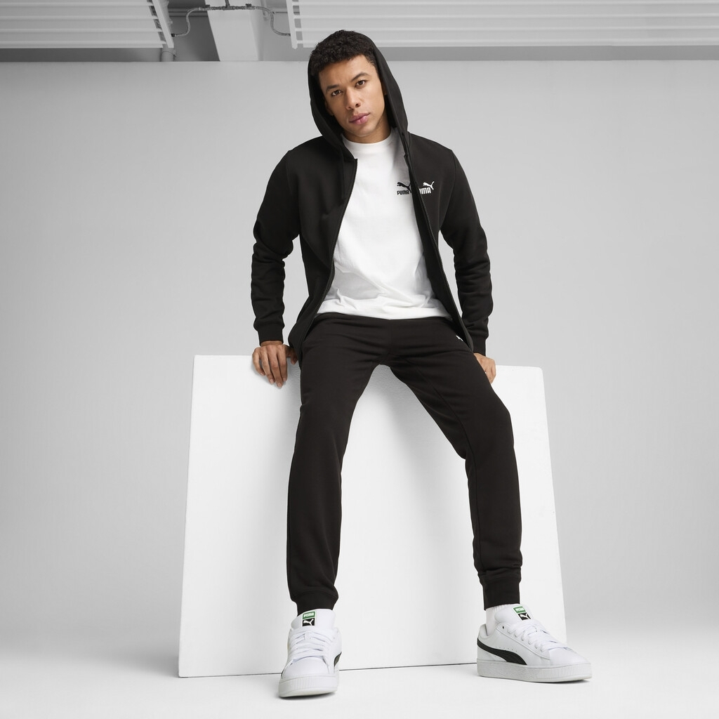 PUMA Ανδρική Ζακέτα ESS Small No. 1 Logo Full-Zip Hoodie FL Μαύρη