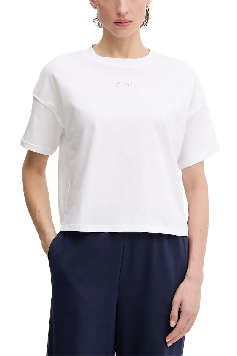 20260109161830_dkny_logo_gynaikeio_t_shirt_white_dp6t1662_wht DKNY Γυναικείο T-Shirt Κοντομάνικο