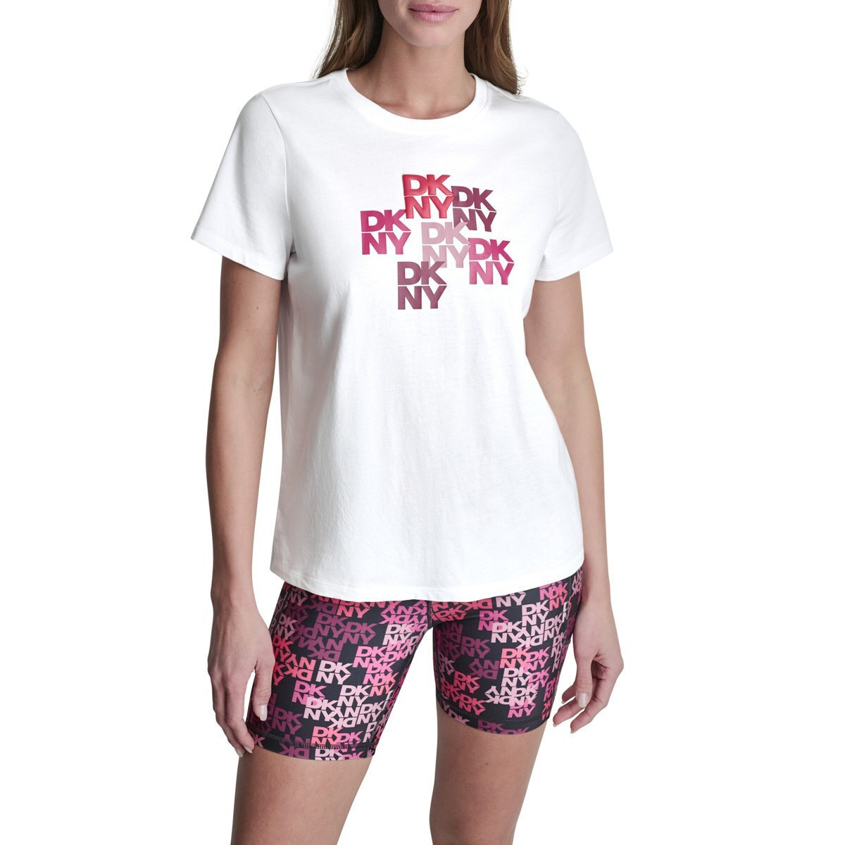 DKNY Γυναικεία Μπλούζα Κοντομάνικη Λευκή
